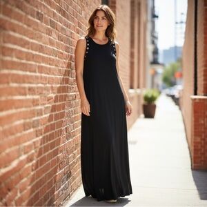 MICHAEL MICHAEL KORS BLACK MAXI GROMMET PLUS SZ DRESS SZ 1X